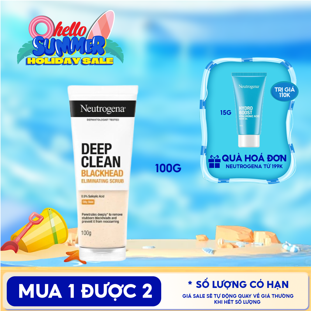 Sữa Rửa Mặt Tẩy Tế Bào Chết Neutrogena Hỗ Trợ Giảm Mụn Đầu Đen Deep Clean Blackhead Eliminating Daily Scrub 100g