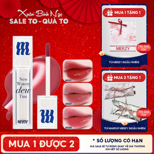  [New Dew] Son Tint Bóng Merzy Dạng Thạch, Bền Màu, Lâu Trôi Merzy New Watery Dew Tint 4g 