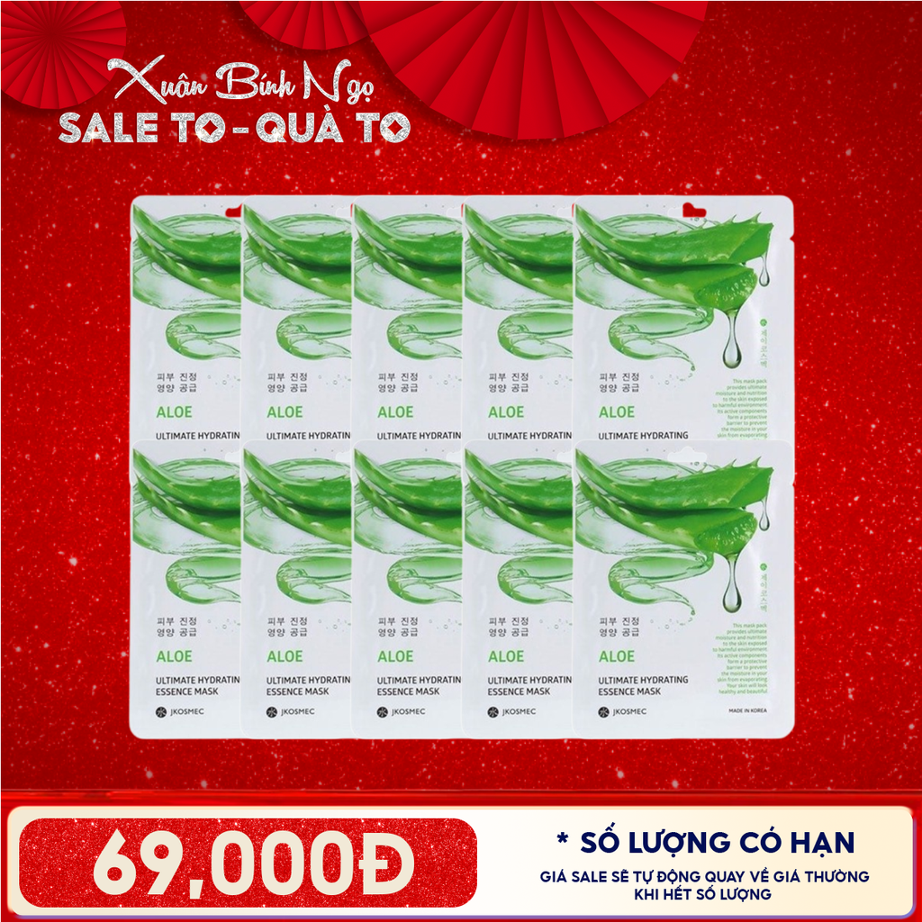 Combo 10 Mask: Mặt Nạ Jkosmec Tinh Chất Cấp Ẩm Chuyên Sâu Ultimate Hydrating Essence Mask 25ml (10 miếng)