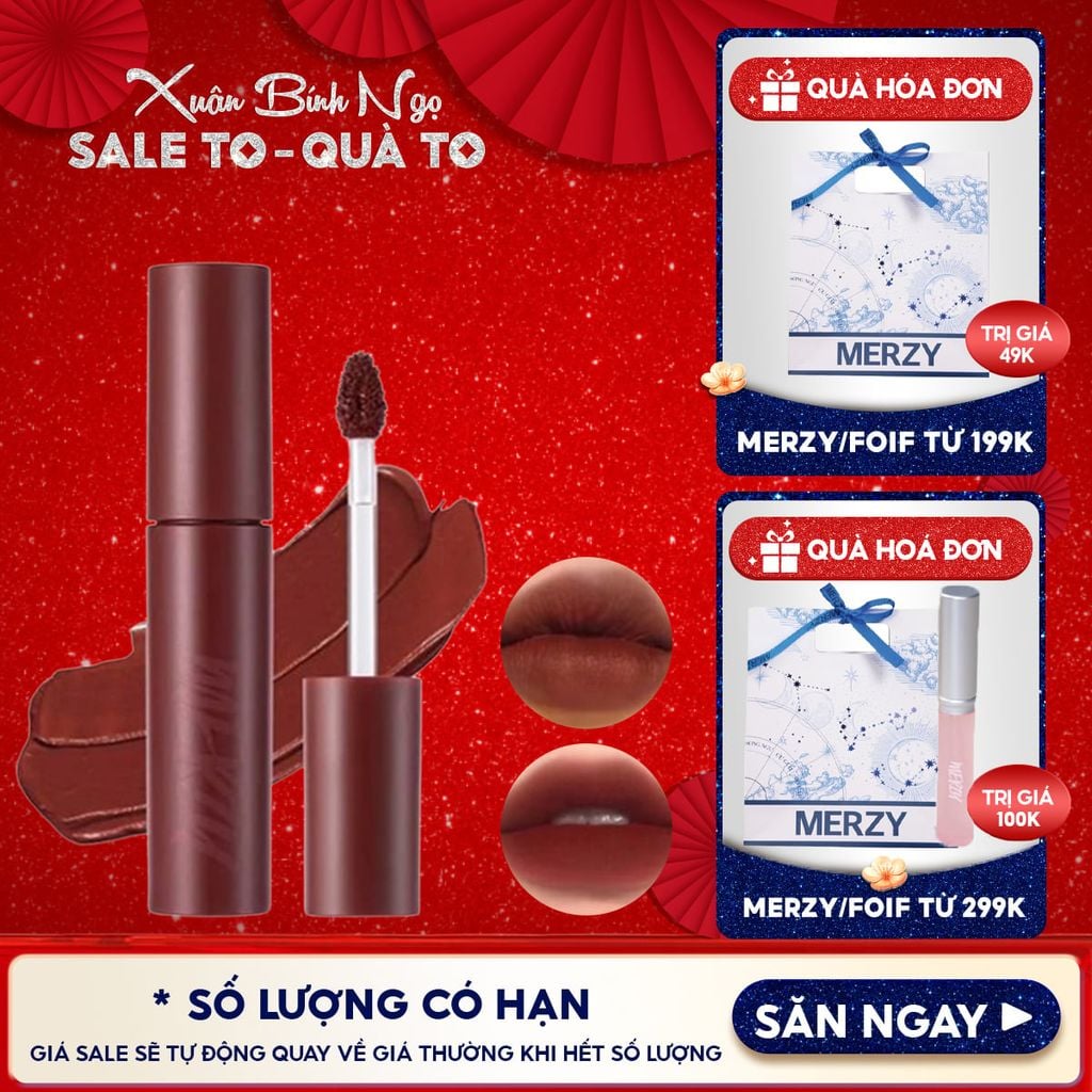 [Màu 1-6] Son Kem Lì Merzy Siêu Mịn Môi Bite The Beat Mellow Tint 4g