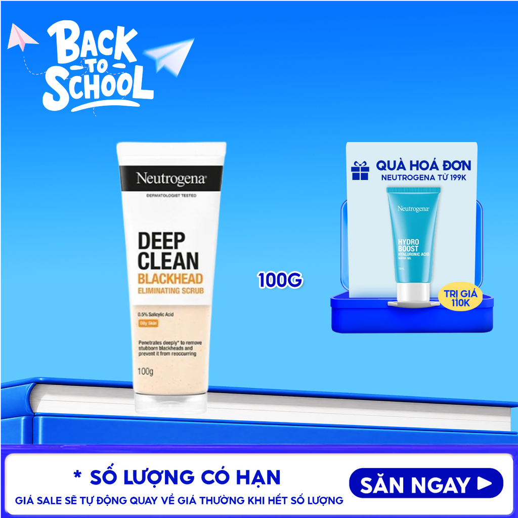 Sữa Rửa Mặt Tẩy Tế Bào Chết Neutrogena Hỗ Trợ Giảm Mụn Đầu Đen Deep Clean Blackhead Eliminating Scrub 100g