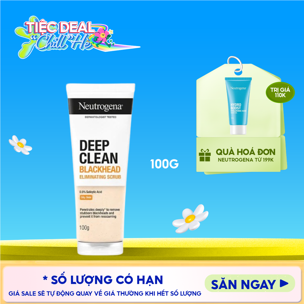 Sữa Rửa Mặt Tẩy Tế Bào Chết Neutrogena Hỗ Trợ Giảm Mụn Đầu Đen Deep Clean Blackhead Eliminating Daily Scrub 100g