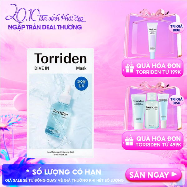  Mặt Nạ Torriden Dưỡng Ẩm, Làm Dịu Da Dive-In Low Molecular Hyaluronic Acid Mask Pack 27ml 