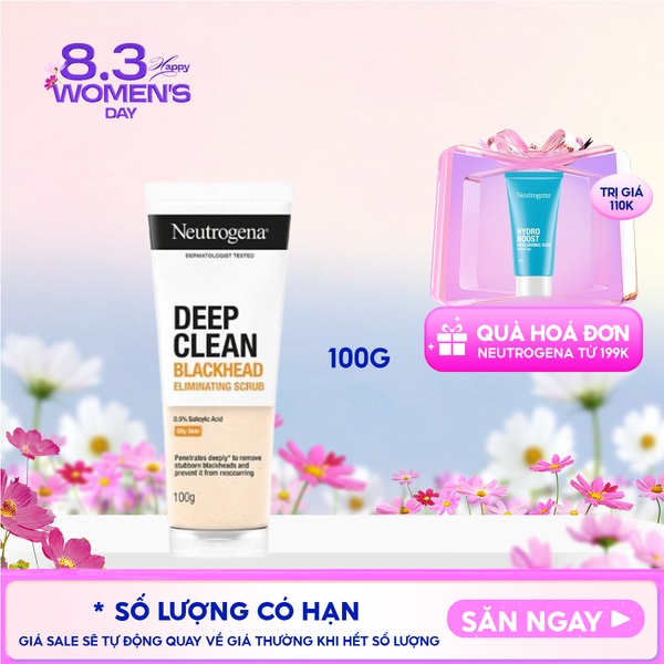  Sữa Rửa Mặt Tẩy Tế Bào Chết Neutrogena Hỗ Trợ Giảm Mụn Đầu Đen Deep Clean Blackhead Eliminating Daily Scrub 100g 