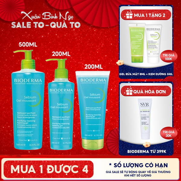  Gel Rửa Mặt Bioderma Ngăn Ngừa Mụn Cho Da Dầu Sebium Gel Moussant 
