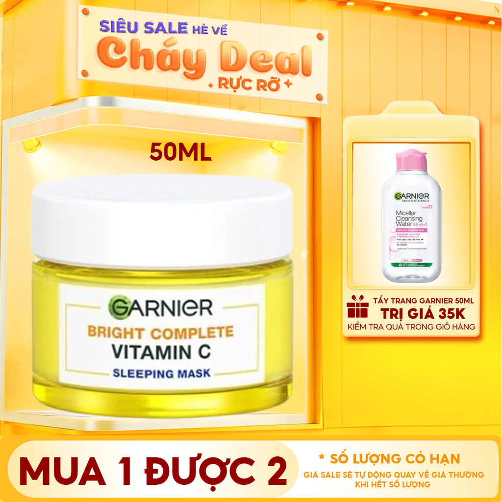 Mặt Nạ Ngủ Garnier Tinh Chất Sữa Chua Hỗ Trợ Dưỡng Trắng Da Light Complete Yoghurt Sleeping Mask 50ml