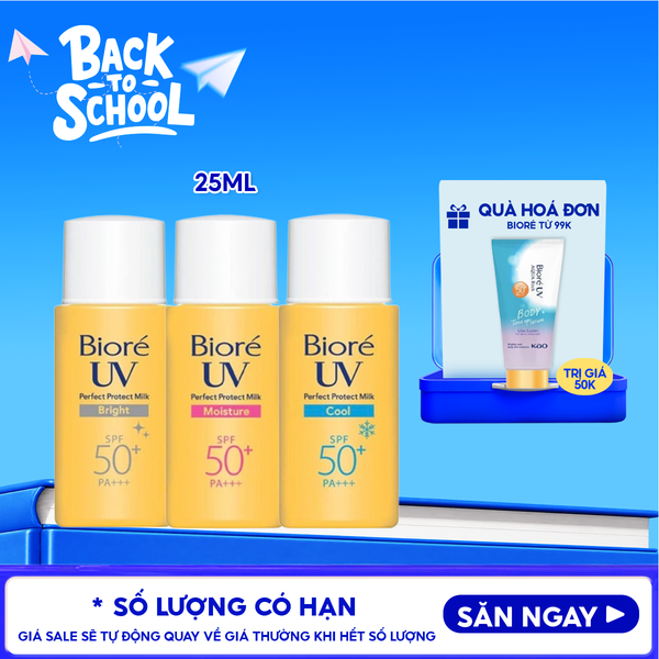  Sữa Chống Nắng Bioré Bảo Vệ Da Hoàn Hảo UV Perfect Protect Milk SPF50+/PA+++ 25ml 