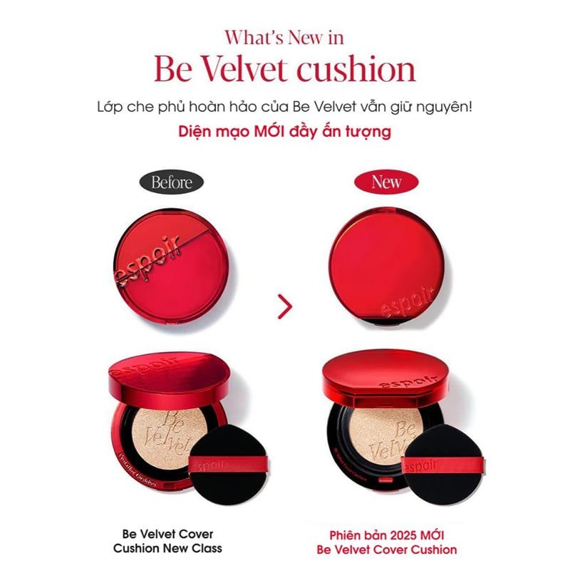 Phấn Nước Espoir Che Phủ Cao Pro Tailor Be Velvet Cover Cushion SPF42 PA++ 13g