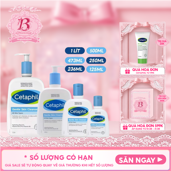  Sữa Rửa Mặt Cetaphil Lành Tính, Dịu Nhẹ Không Xà Phòng Gentle Skin Cleanser 