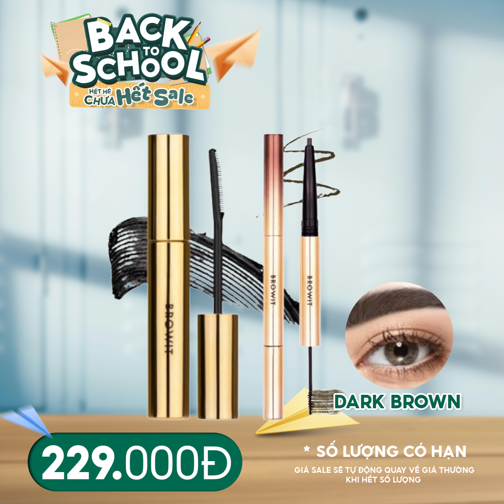 Combo Browit 2 Sản Phẩm: Mascara Browit My Everyday Mascara #Endless Night + Chì Kẻ Mày Và Mascara 2in1 Browit Ultra Fine Duo Eyebrow Pencil & Mascara