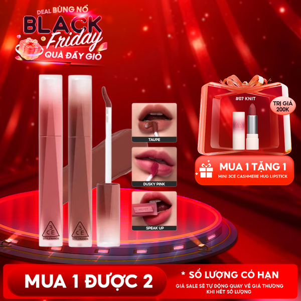  Son Kem Lì 3CE Nhung Lì Velvet Lip Tint Plush 