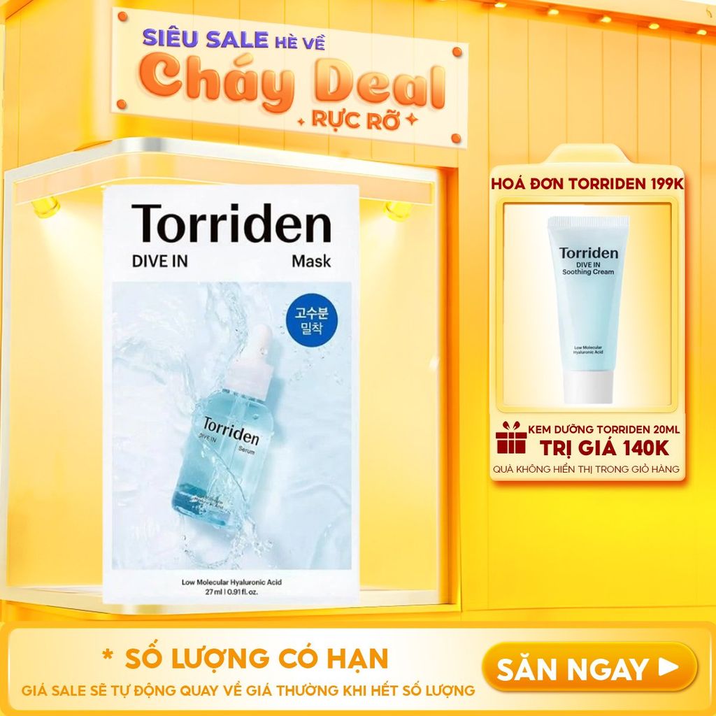Mặt Nạ Torriden Dưỡng Ẩm, Làm Dịu Da Dive-In Low Molecular Hyaluronic Acid Mask Pack 27ml