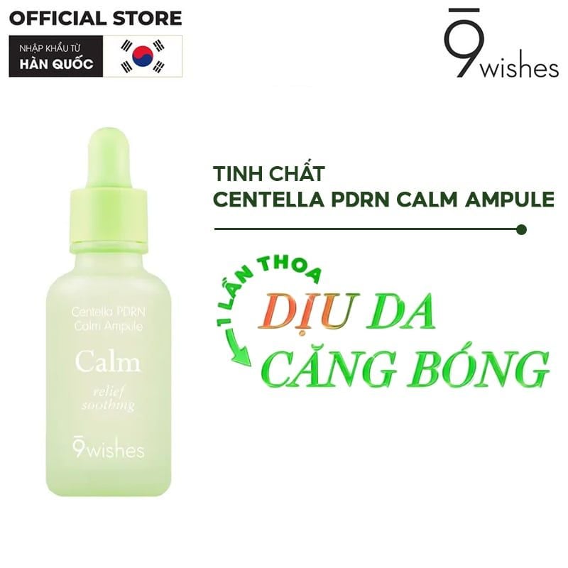 Serum 9 Wishes Rau Má, Hỗ Trợ Phục Hồi, Làm Dịu Da Centella Pdrn Calm Ampule 30ml