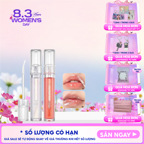 Son Tint Bóng Romand Hàn Quốc Lâu Trôi, Căng Mọng Đôi Môi Glasting Water Gloss 4.3g