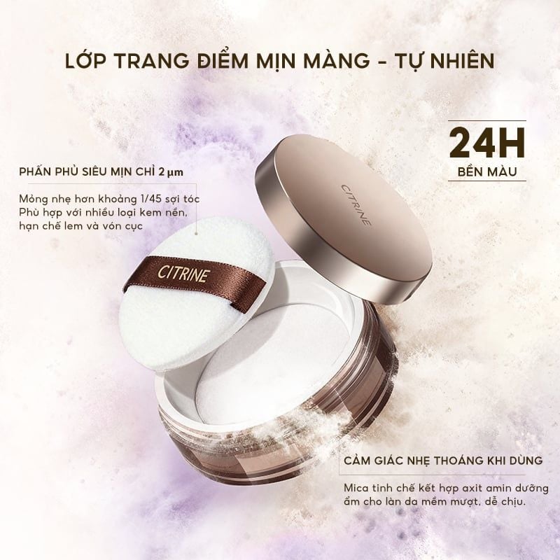 Phấn Phủ Dạng Bột Citrine Kiềm Dầu, Làm Đều Màu Da Clear Mist Loose Powder 10g
