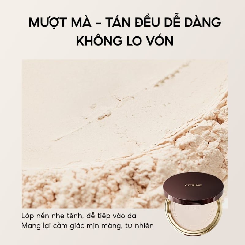 Phấn Phủ Dạng Nén Citrine Kiềm Dầu, Che Phủ Tự Nhiên Soft Velvet Setting Powder 8g