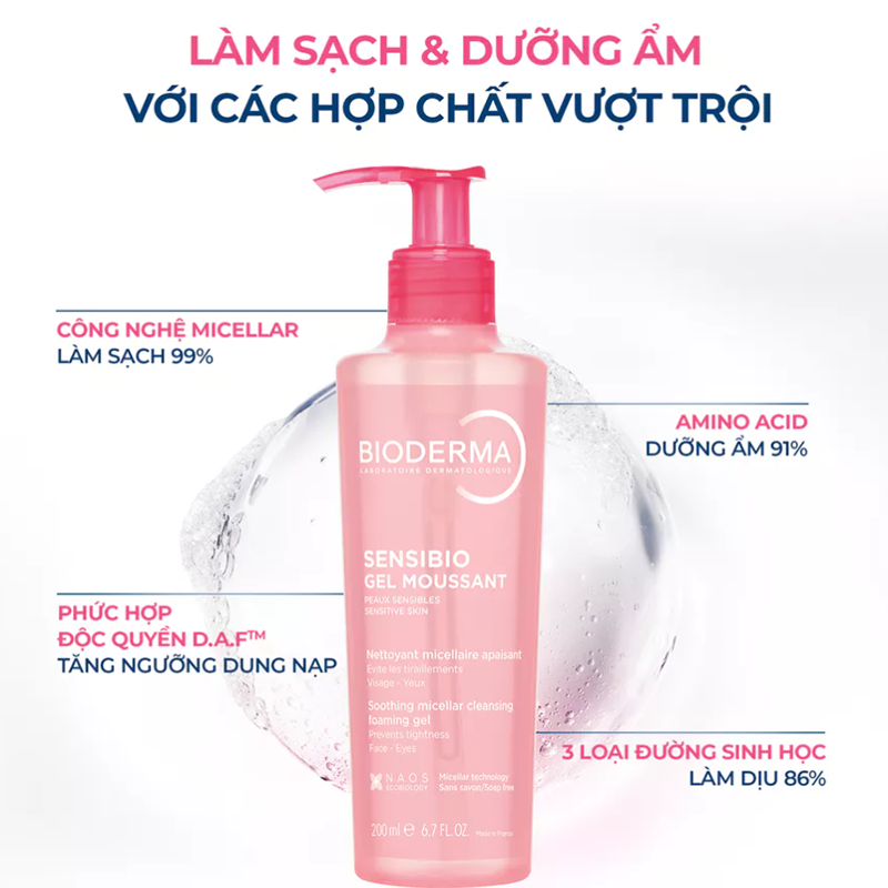 Sữa Rửa Mặt Dạng Gel Bioderma Cho Da Nhạy Cảm Sensibio Gel Moussant