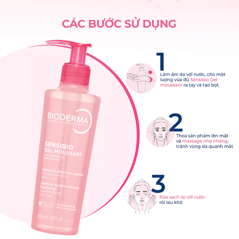 Sữa Rửa Mặt Dạng Gel Bioderma Cho Da Nhạy Cảm Sensibio Gel Moussant