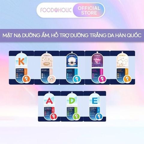 Măt Nạ Giấy Foodaholic Dưỡng Ẩm, Hỗ Trợ Dưỡng Trắng Da Hàn Quốc Essential Mask (Vitamin A, B, C, D, E, K, Ngọc Trai, Tổ Yến) 23g