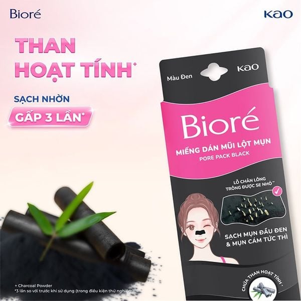  [Hộp 4 Miếng] Miếng Dán Mũi Lột Mụn Bioré Pore Pack Black 