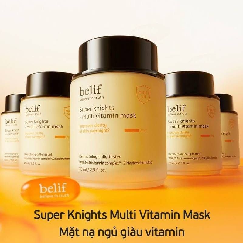 Mặt Nạ Ngủ Belif Dưỡng Ẩm & Hỗ Trợ Phục Hồi Da Chuyên Sâu Super Knights - Multi Vitamin Mask 75ml