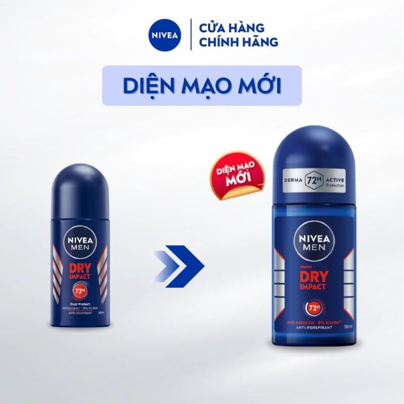 Lăn Ngăn Mùi Nivea Cho Nam Khô Thoáng Men Dry Impact 50ml (Che tên sản phẩm khi giao hàng)