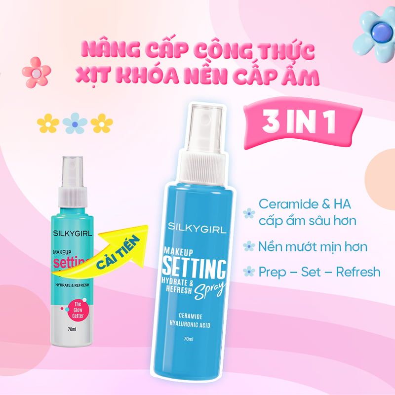 Xịt Cố Định Lớp Trang Điểm Silkygirl Cấp Ẩm, Kiềm Dầu, Bảo vệ Da Makep Setting Spray 70ml