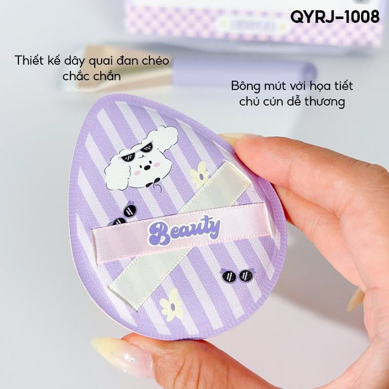 Set Bông Mút Trang Điểm, Cọ Tán Nền Idealful Makeup Puff and Brush Set - QYRJ-1008