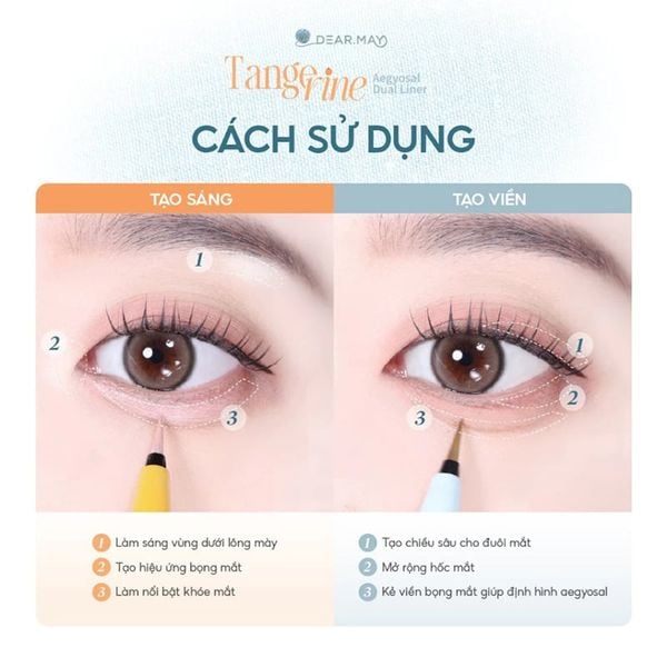  Bút Kẻ Bọng Mắt Hai Đầu Dearmay Tangerine Aegyosal Dual Liner 0.5gx2 