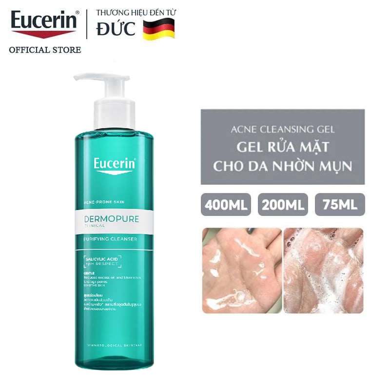 Sữa Rửa Mặt Eucerin Dạng Gel Kiềm Dầu, Hỗ Trợ Giảm Mụn Acne-Oil Control Pro Acne Solution Cleansing Gel