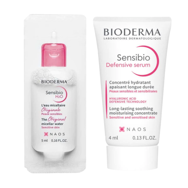  Combo Sample Bioderma Nước Tẩy Trang Da Nhạy Cảm Micellar Sensibio H2O 5ML + Serum Dưỡng Ẩm, Dịu Da Nhạy Cảm Sensibio Defensive Serum 4ml 