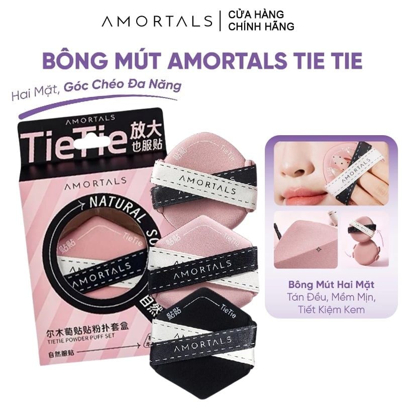 Set 3 Bông Mút Trang Điểm Amortals Tán Đều Lớp Nền TieTie Powder Puff Set