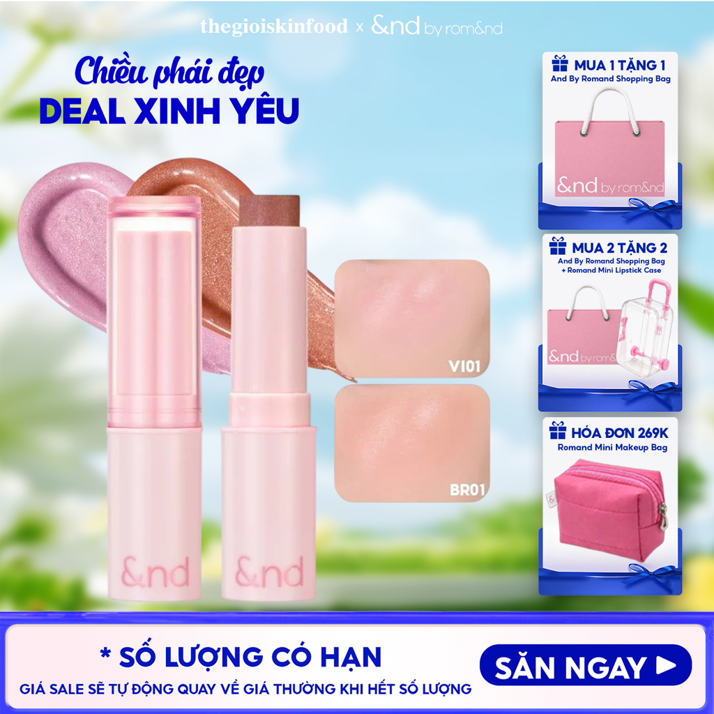 [&nd by rom&nd] Má Hồng Kem Dạng Thỏi And By Romand Mellow Stick Cheek 3.4g