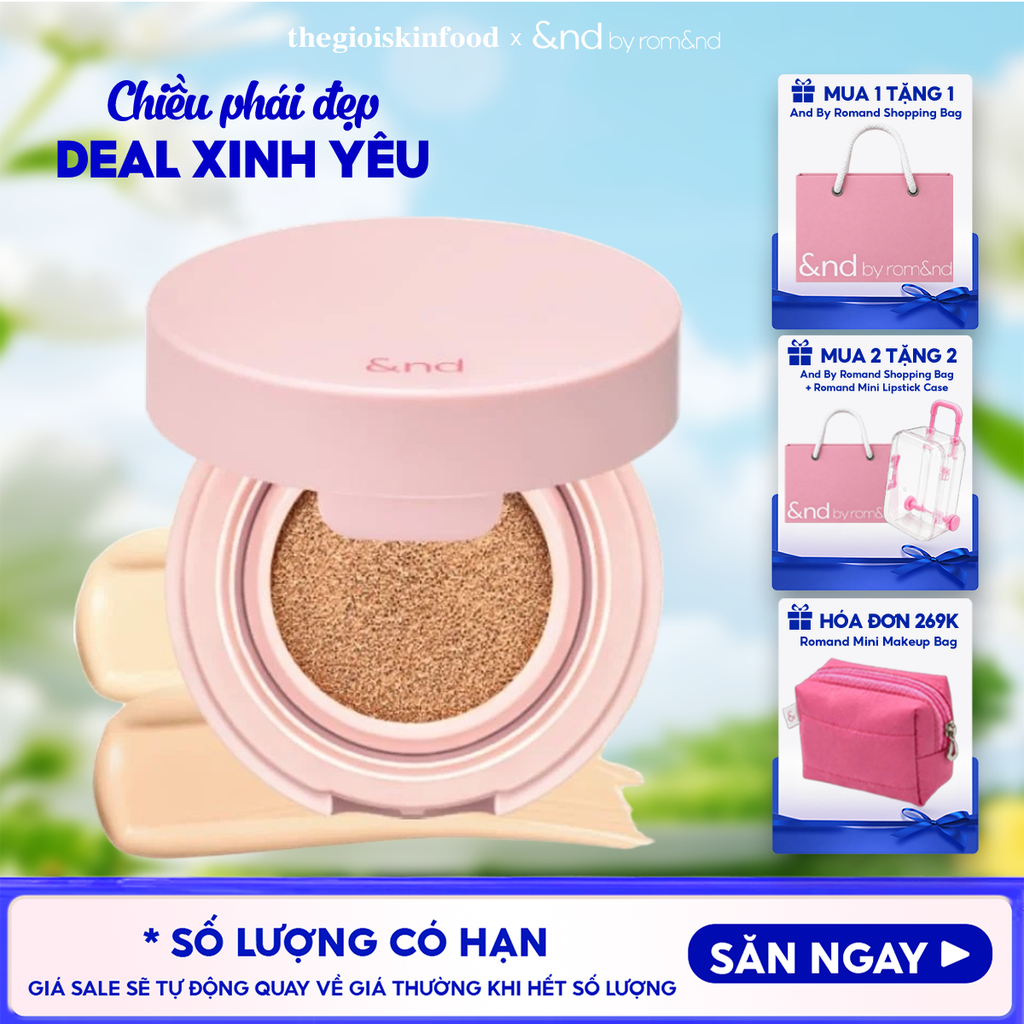 [&nd by rom&nd] Phấn Nước Che Phủ Tự Nhiên And By Romand Mellow Matte Cushion 8g