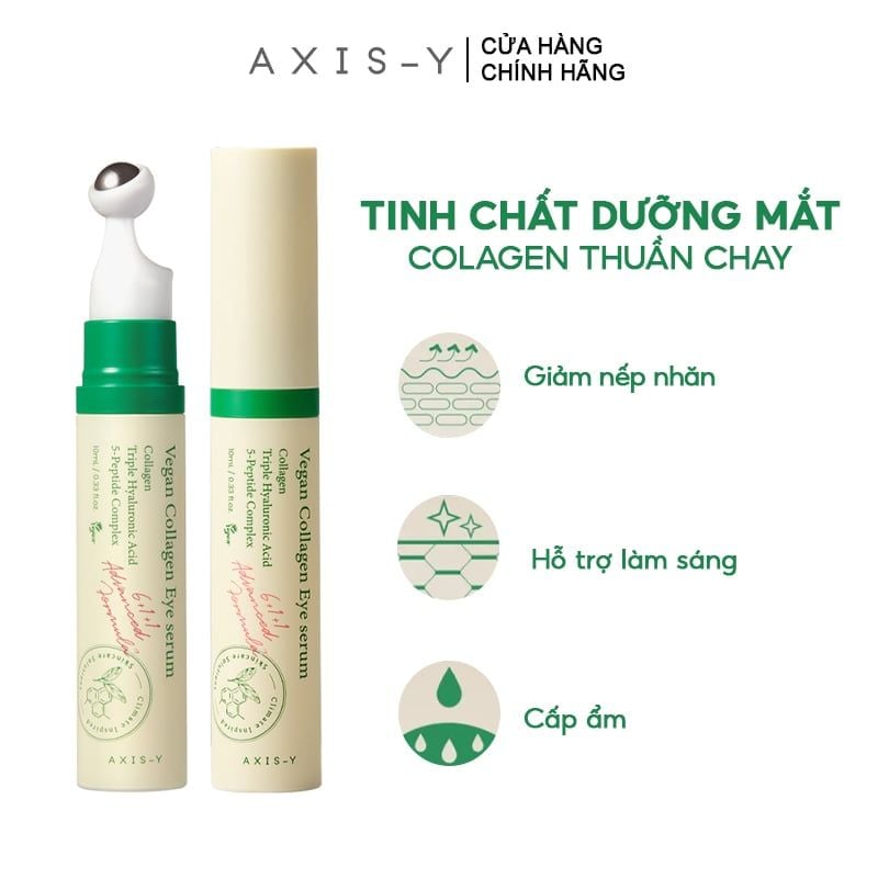 Tinh Chất Dưỡng Mắt Axis-Y Hỗ Trợ Giảm Nếp Nhăn, Bọng Mắt, Quầng Thâm Vegan Collagen Eye Serum 10ml
