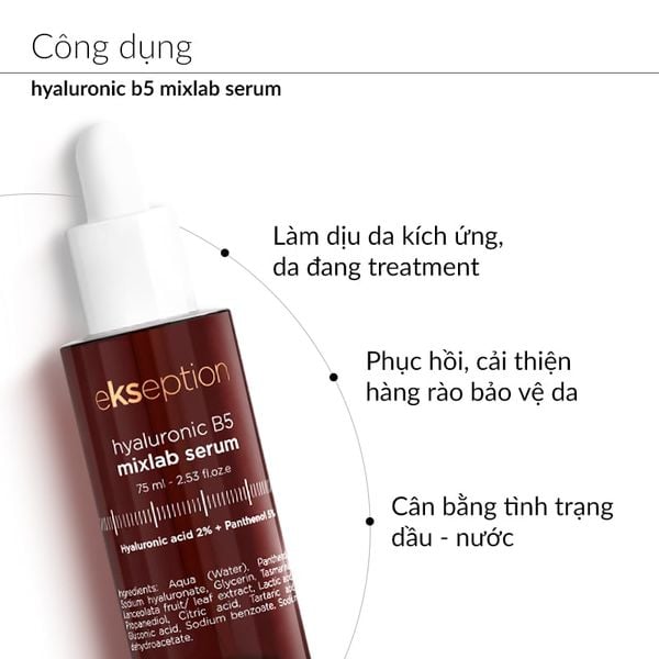  Serum Ekseption Tinh Chất Dưỡng Ẩm, Hỗ Trợ Phục Hồi Da Hyaluronic B5 Mixlab Serum 75ml 