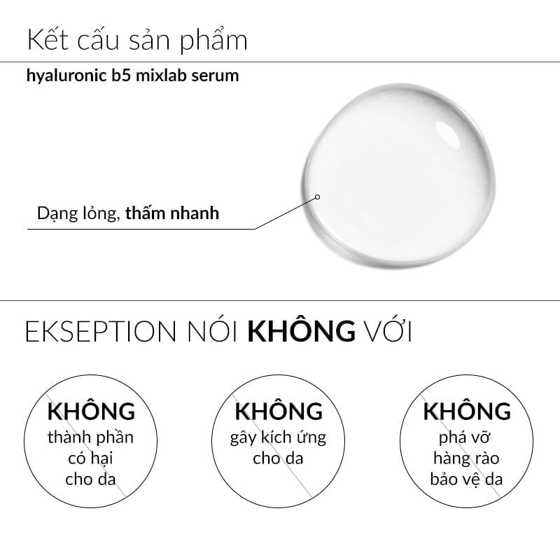 Serum Ekseption Tinh Chất Dưỡng Ẩm, Hỗ Trợ Phục Hồi Da Hyaluronic B5 Mixlab Serum 75ml