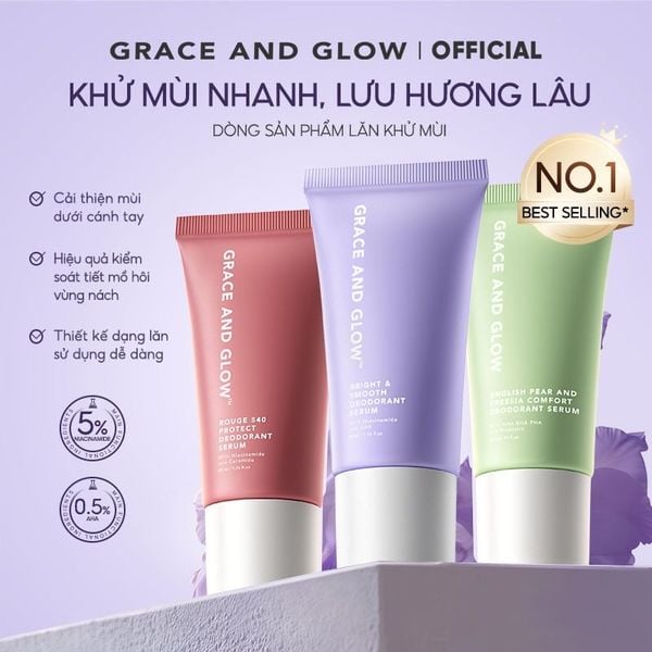  Lăn Khử Mùi Grace And Glow Dưỡng Sáng Da, Ngăn Ngừa Mồ Hôi Deodorant Serum 50ml 