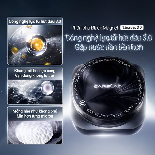  [BẢN 3.0] Phấn Phủ Carslan Dạng Bột, Kiềm Dầu Black Magnet Soft Focus Make-Up Powder The Third Generation 8g 