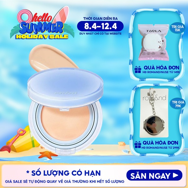  [VE-EASY] Phấn Nước Trang Điểm Romand Che Phủ Tự Nhiên, Căng Bóng Thuần Chay Bare Water Cushion SPF38/PA++++ 20g 