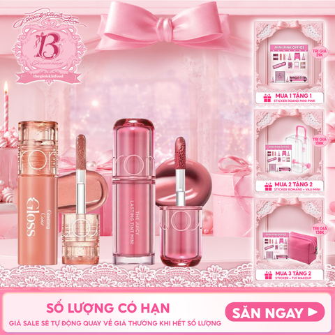[MINI PINK] Son Tint Lì Romand The Juicy Lasting Tint 1g & Son Bóng Romand Glasting Color Gloss 2g