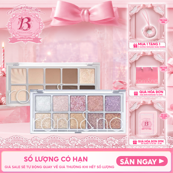  [Màu 00 - 13] Bảng Phấn Mắt 10 Ô Siêu Lấp Lánh Romand Better Than Eye Palette 