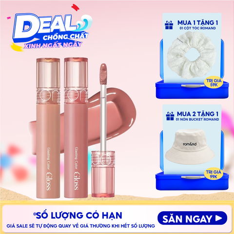 [GIÁ HỦY DIỆT][Màu 01-25][COLOR GLOSS] Son Bóng Romand Cho Môi Căng Mọng, Mềm Mịn Glasting Color Gloss 4g
