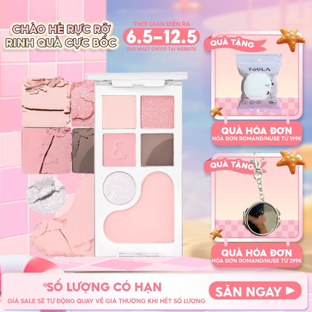 Bảng Phấn Mắt & Má Hồng Romand Ngọt Ngào, Lấp Lánh Bare Layer Palette 14g