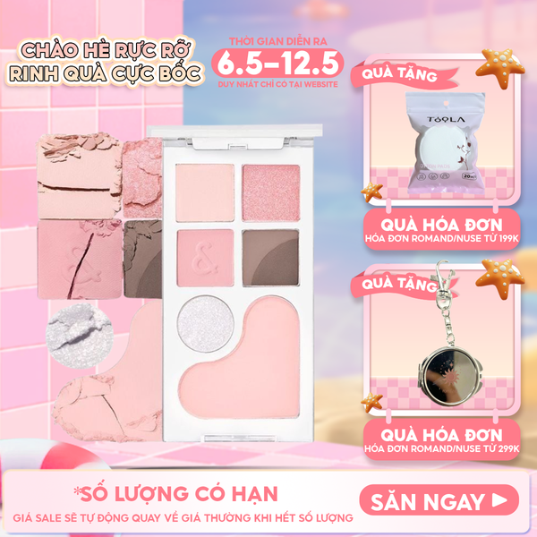  Bảng Phấn Mắt & Má Hồng Romand Ngọt Ngào, Lấp Lánh Bare Layer Palette 14g 