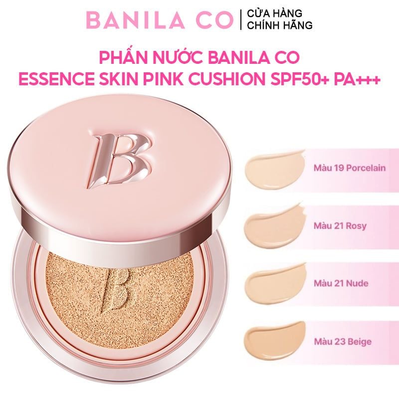 Phấn Nước Mỏng Mịn Căng Bóng Banila Co Essence Skin Pink Cushion SPF50+ PA+++ 12g