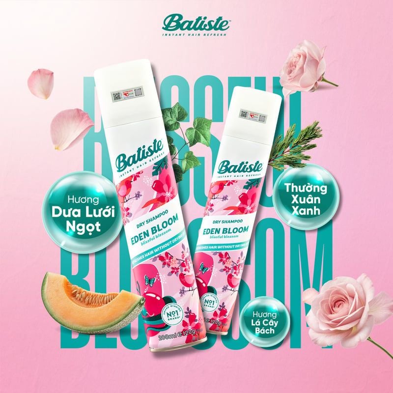Dầu Gội Khô Batiste Giúp Làm Sạch, Tóc Bồng Bềnh Dry Shampoo 200ml