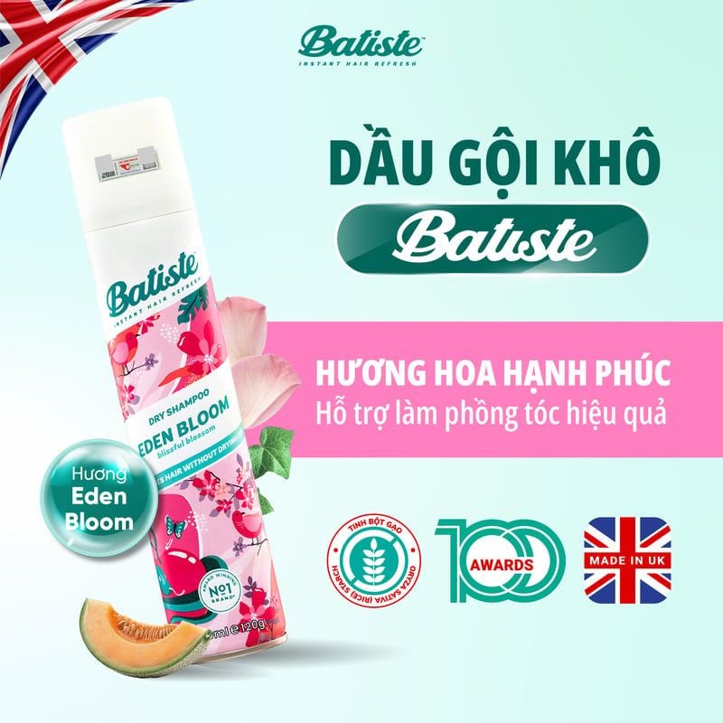 Dầu Gội Khô Batiste Giúp Làm Sạch, Tóc Bồng Bềnh Dry Shampoo 200ml