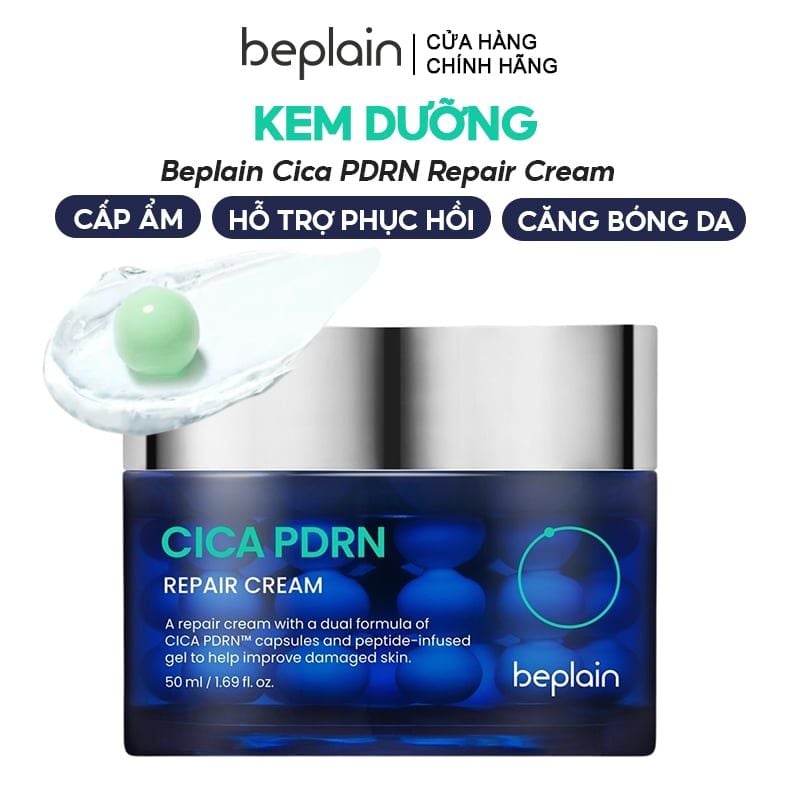 Kem Dưỡng Beplain Cấp Ẩm, Hỗ Trợ Phục Hồi, Căng Bóng Da Cica PDRN Repair Cream 50ml