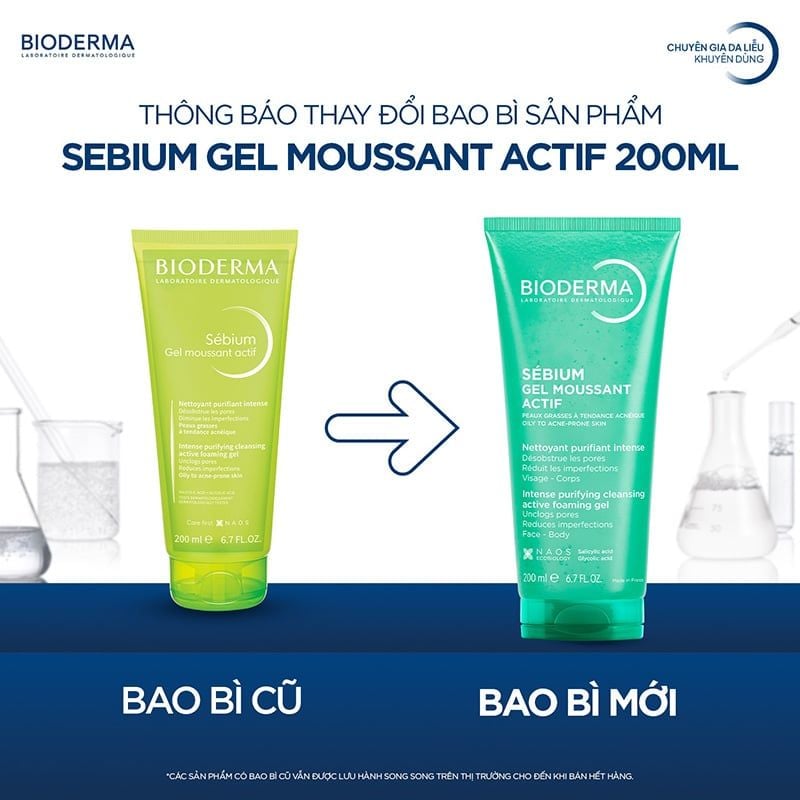Gel Rửa Mặt Bioderma Làm Sạch Sâu & Hỗ Trợ Giảm Mụn Sebium Gel Moussant Actif 200ml